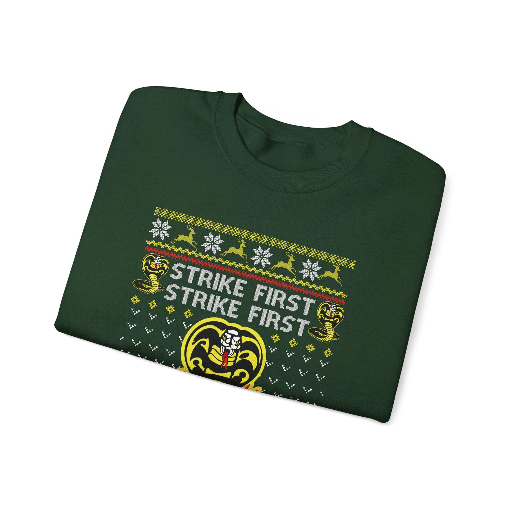 Cobra Kai Ugly Christmas Sweatshirt | Strike First, No Mercy