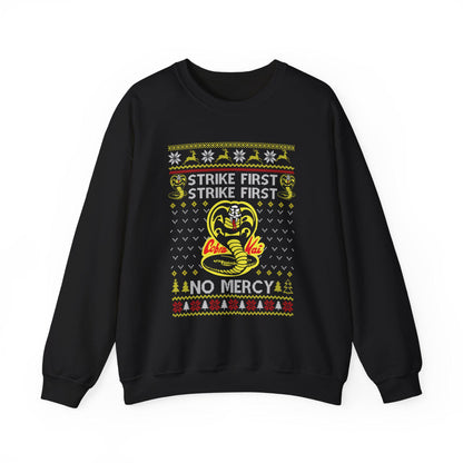 Cobra Kai Ugly Christmas Sweatshirt | Strike First, No Mercy