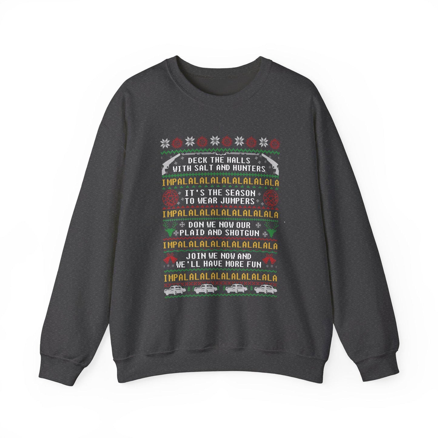 Supernatural Deck The Halls Impala Christmas Sweatshirt | Salt And Hunters Ugly Sweater | Winchester Holiday Wear