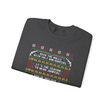 Supernatural Deck The Halls Impala Christmas Sweatshirt | Salt And Hunters Ugly Sweater | Winchester Holiday Wear