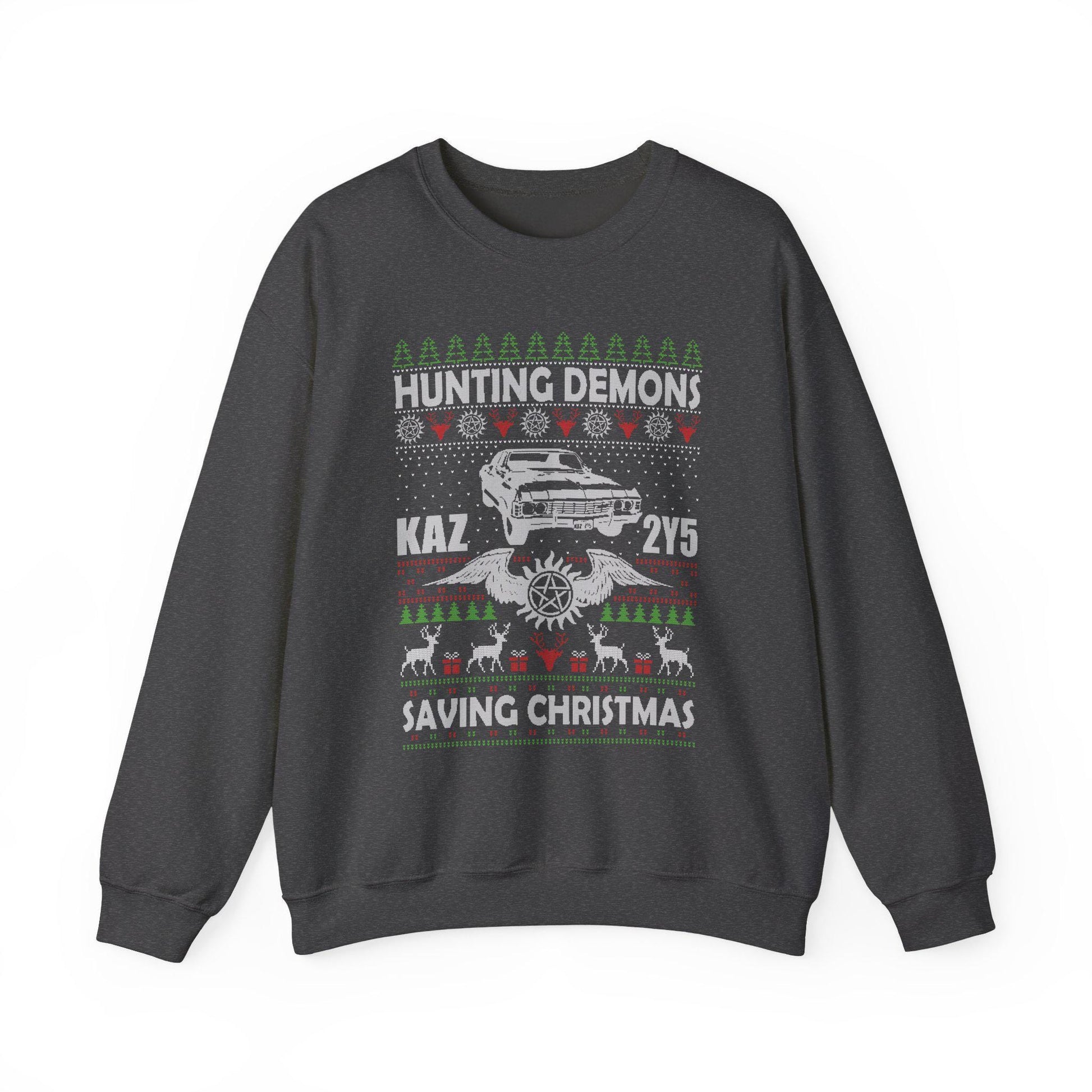 Supernatural Hunting Demons Christmas Sweatshirt | KAZ 2Y5 Impala Ugly Sweater | Saving Christmas Winchester Top