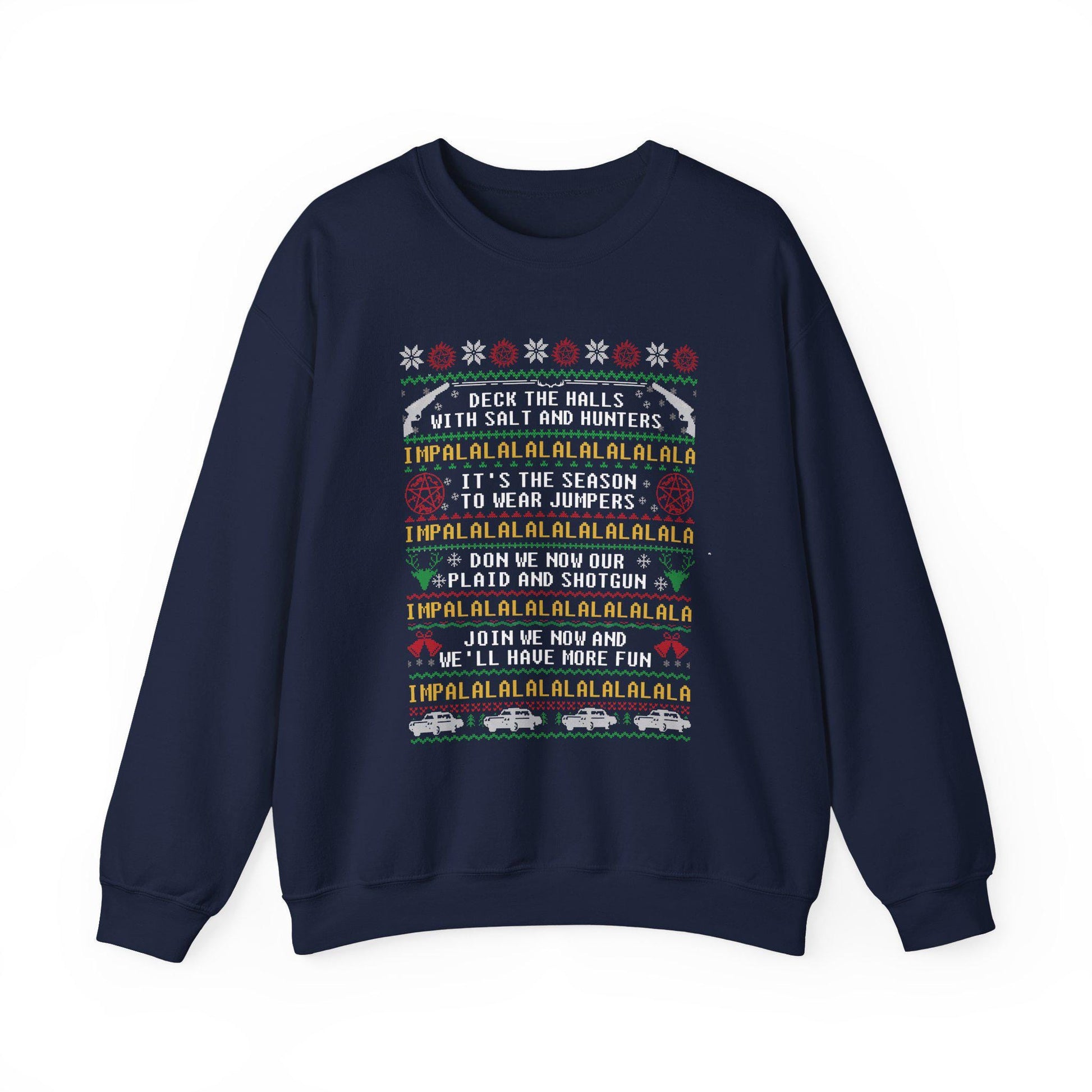 Supernatural Deck The Halls Impala Christmas Sweatshirt | Salt And Hunters Ugly Sweater | Winchester Holiday Wear