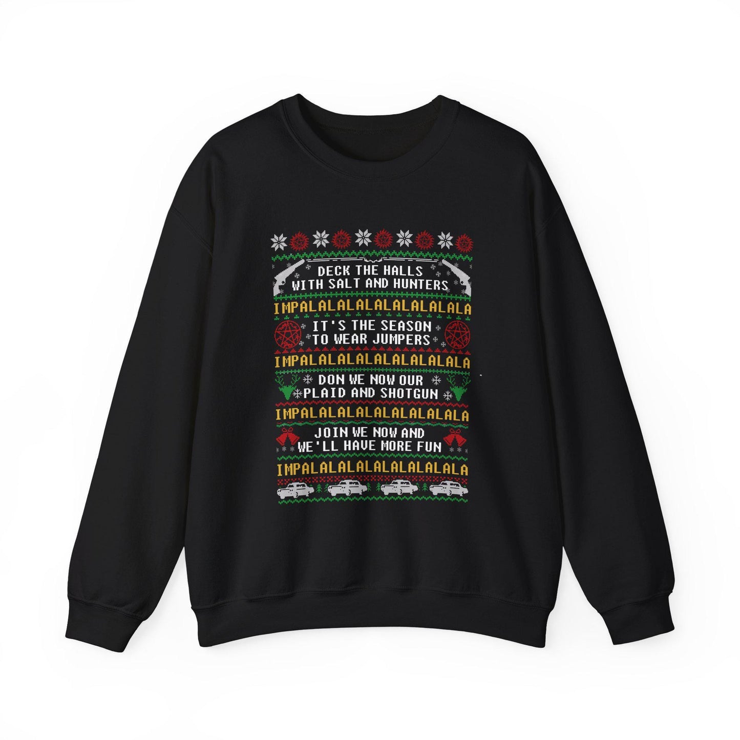 Supernatural Deck The Halls Impala Christmas Sweatshirt | Salt And Hunters Ugly Sweater | Winchester Holiday Wear