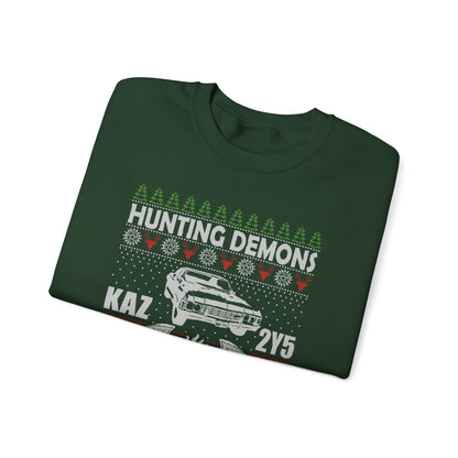 Supernatural Hunting Demons Christmas Sweatshirt | KAZ 2Y5 Impala Ugly Sweater | Saving Christmas Winchester Top