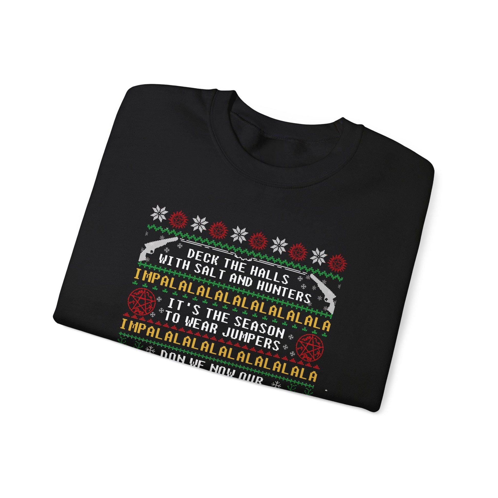 Supernatural Deck The Halls Impala Christmas Sweatshirt | Salt And Hunters Ugly Sweater | Winchester Holiday Wear