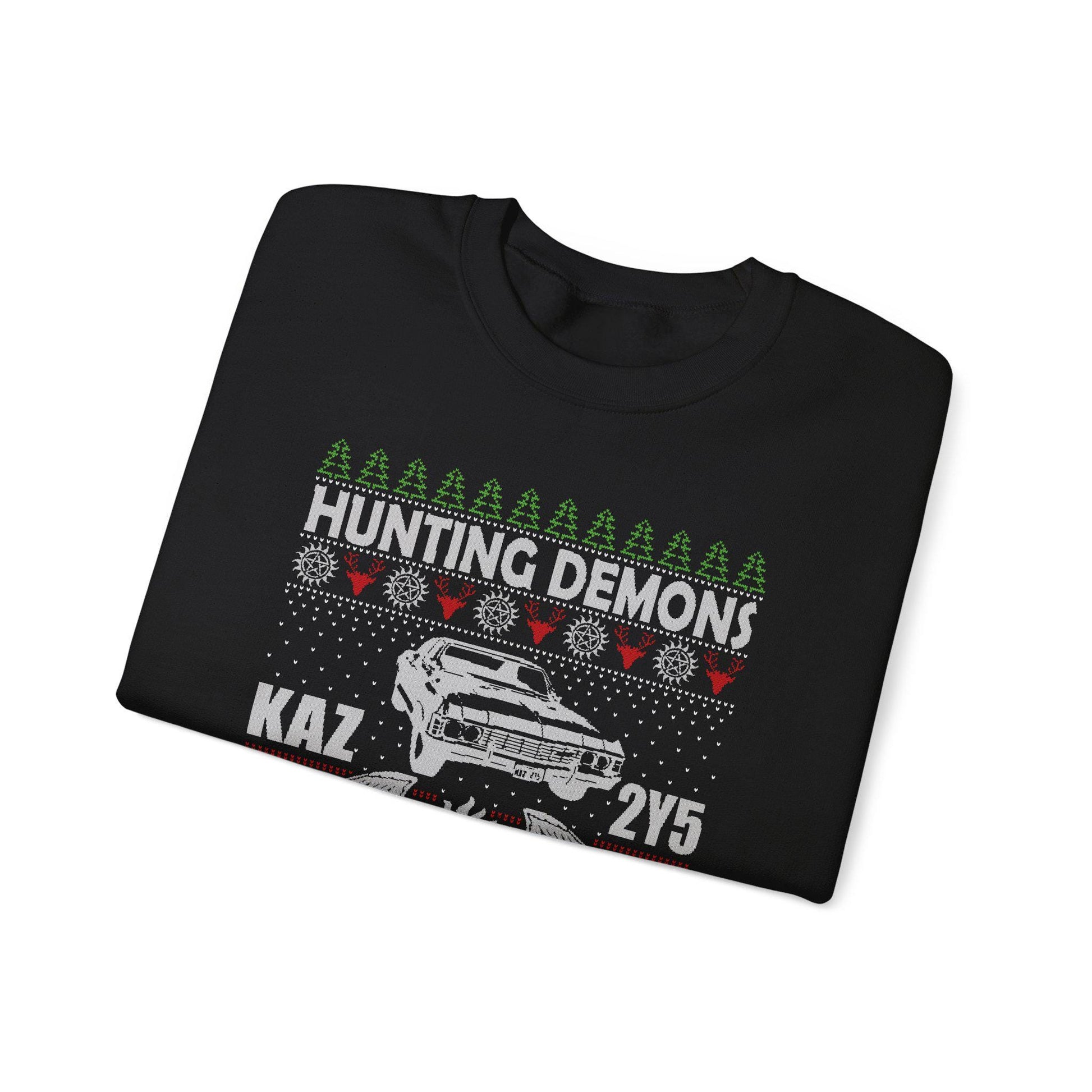 Supernatural Hunting Demons Christmas Sweatshirt | KAZ 2Y5 Impala Ugly Sweater | Saving Christmas Winchester Top