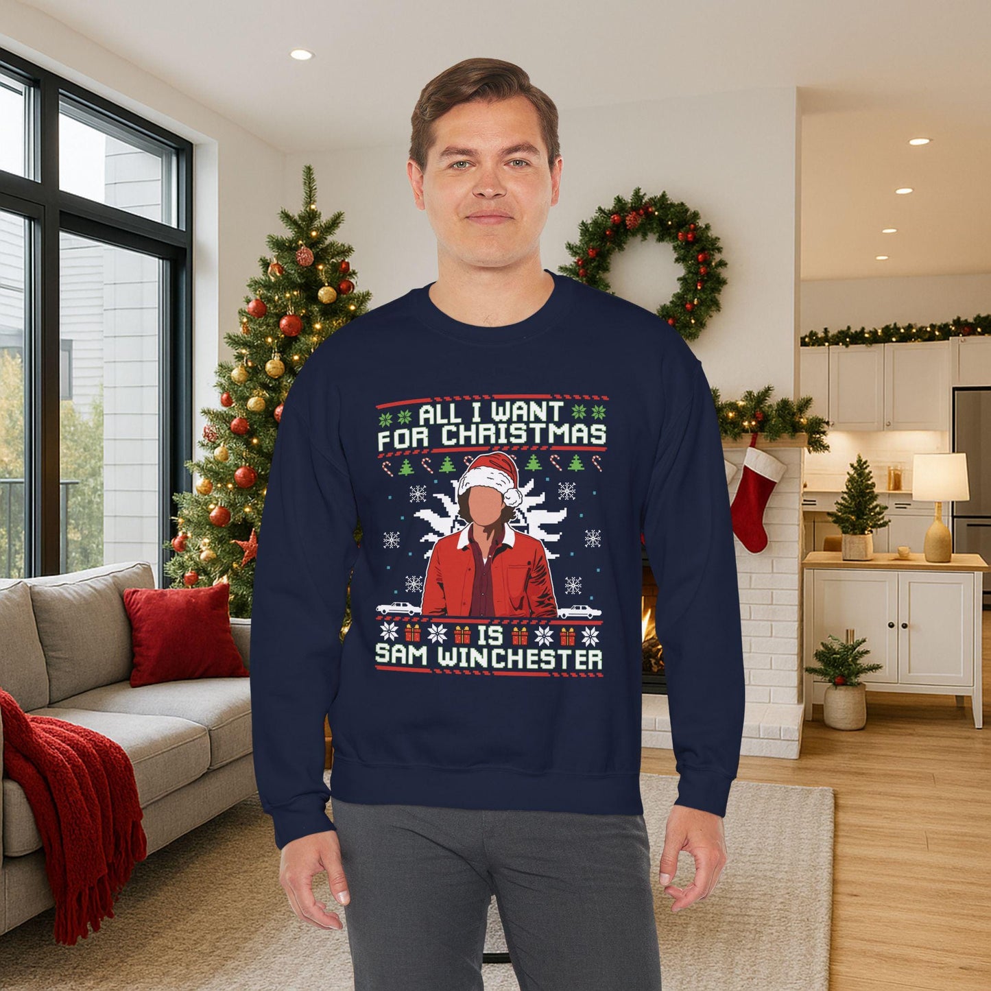 Sam Winchester Christmas Sweatshirt | Supernatural Ugly Sweater