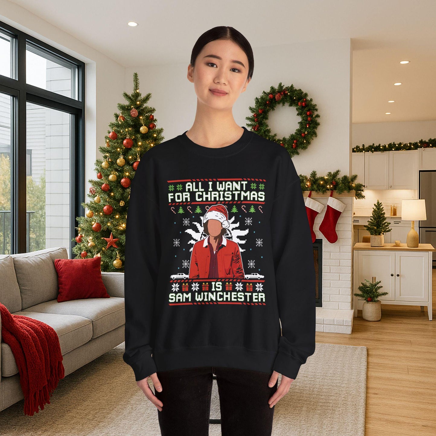 Sam Winchester Christmas Sweatshirt | Supernatural Ugly Sweater