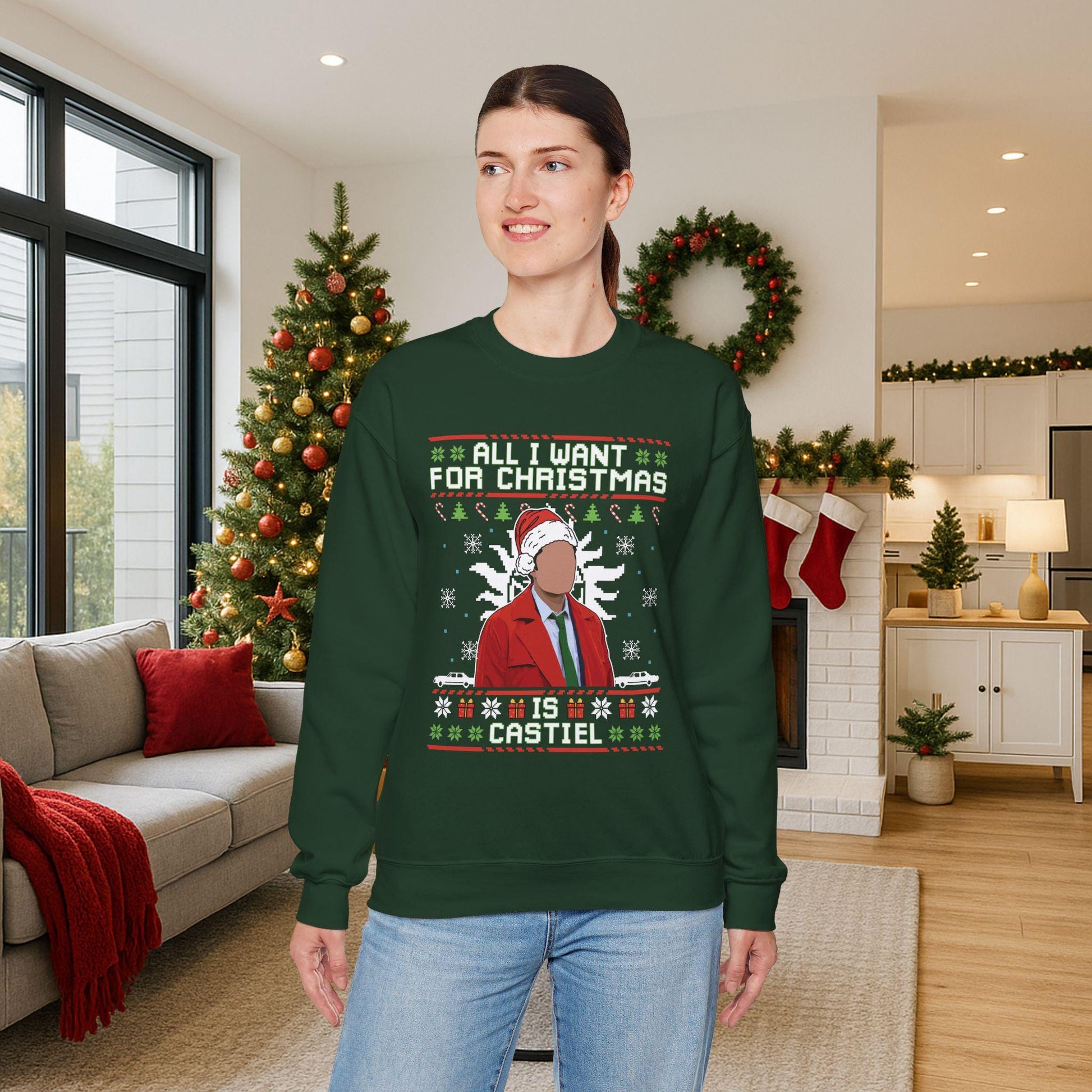 Castiel Christmas Sweatshirt | Supernatural Angel Ugly Sweater
