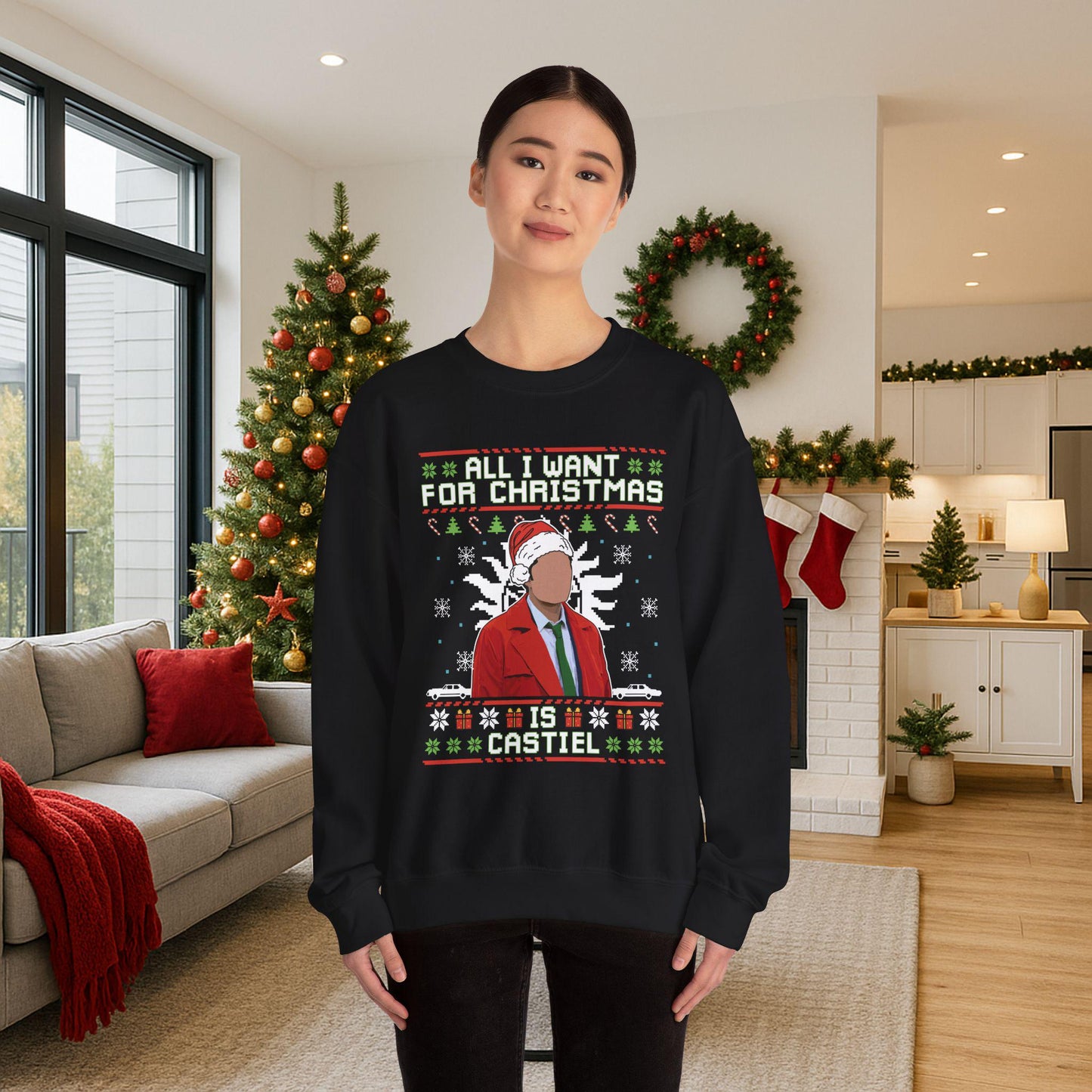 Castiel Christmas Sweatshirt | Supernatural Angel Ugly Sweater