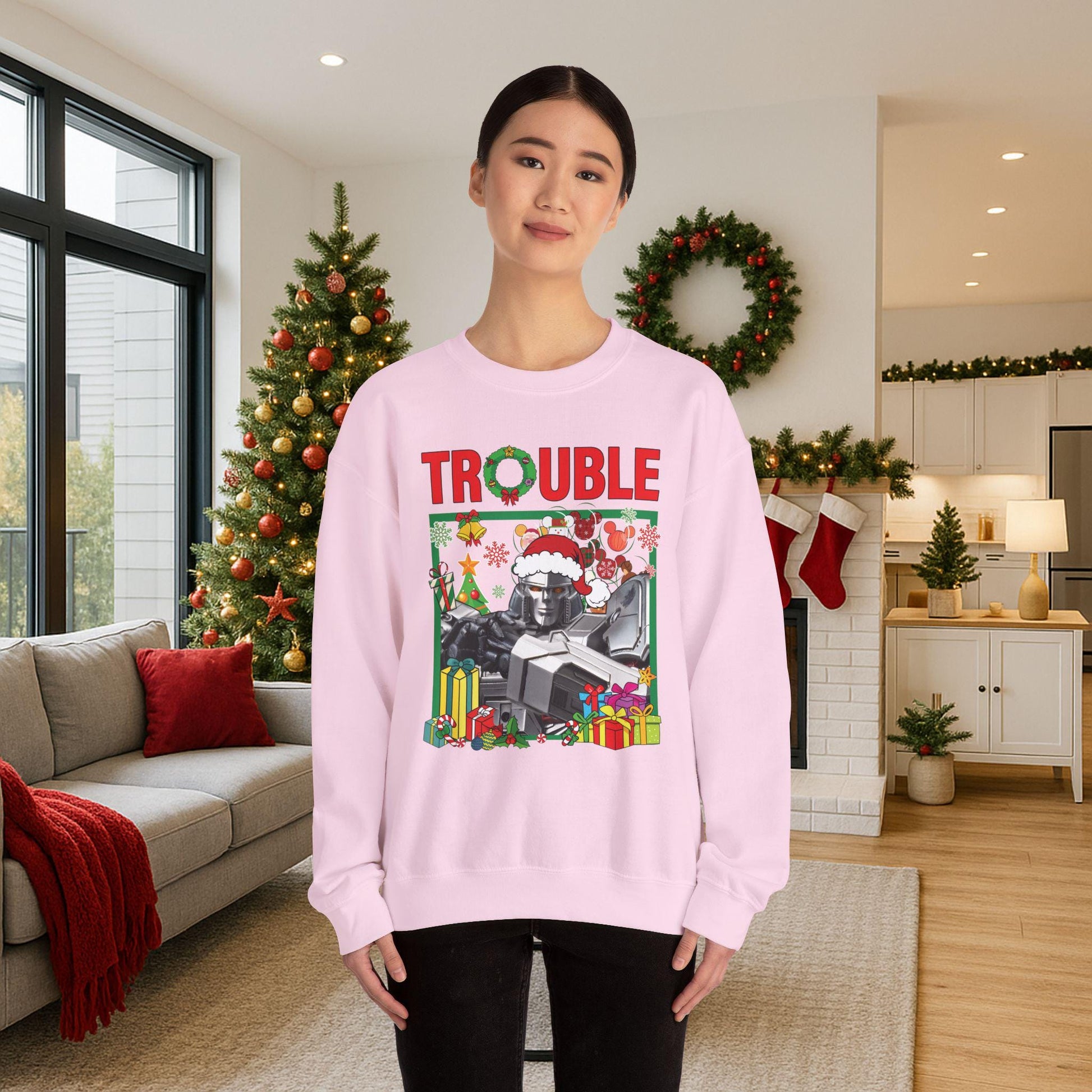 Trouble Megatron Inspired Christmas Sweatshirt | Transformers Villain Holiday Top