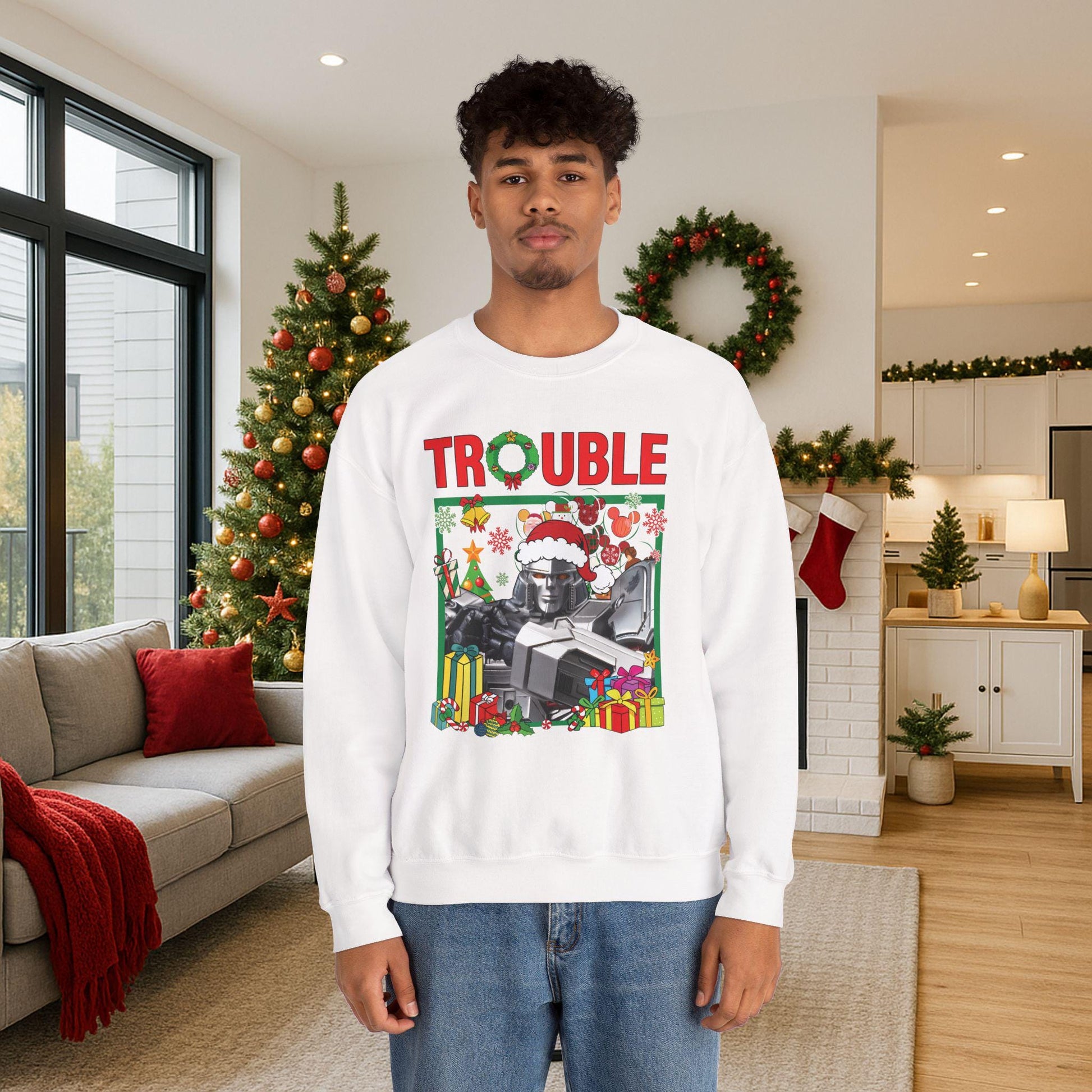 Trouble Megatron Inspired Christmas Sweatshirt | Transformers Villain Holiday Top