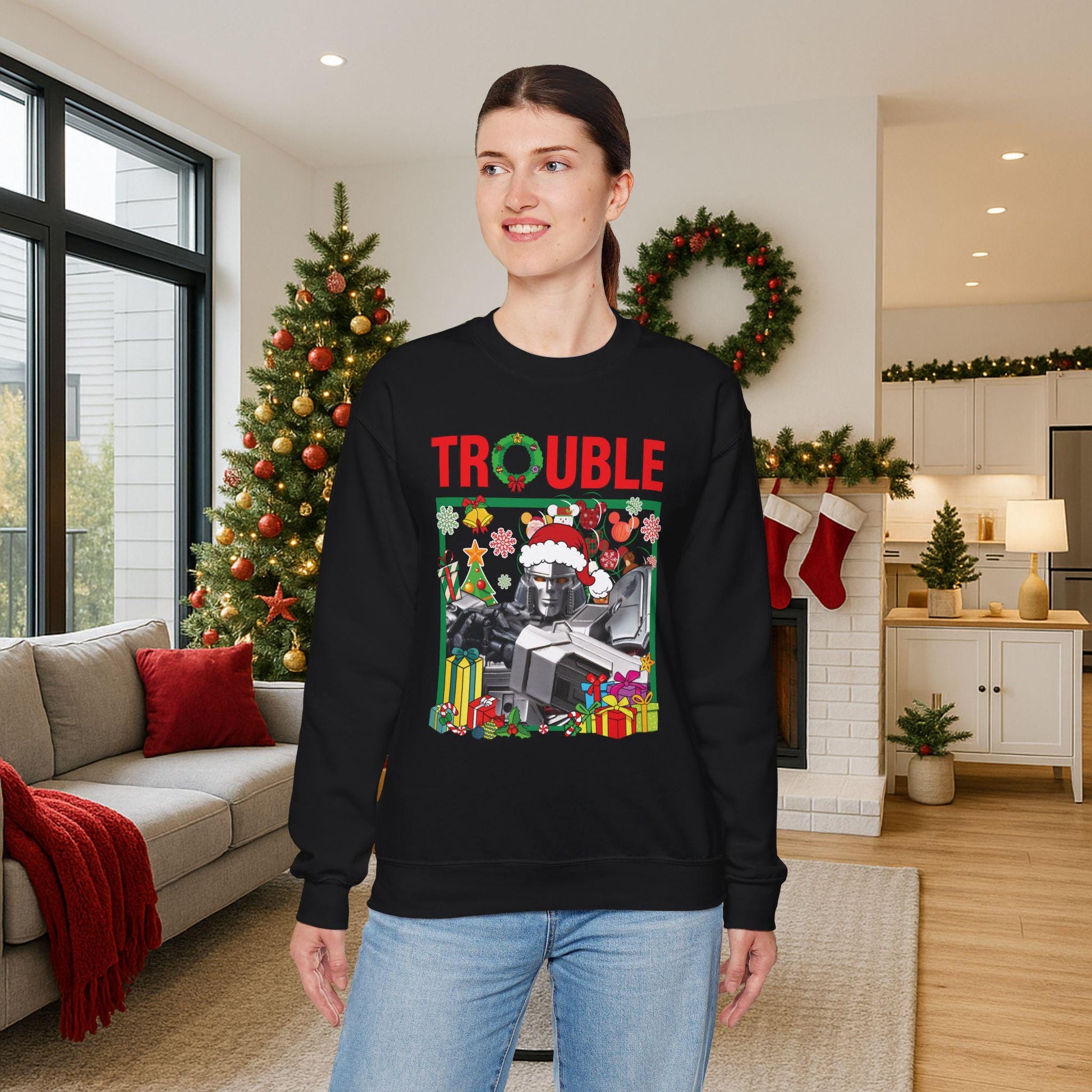 Trouble Megatron Inspired Christmas Sweatshirt | Transformers Villain Holiday Top