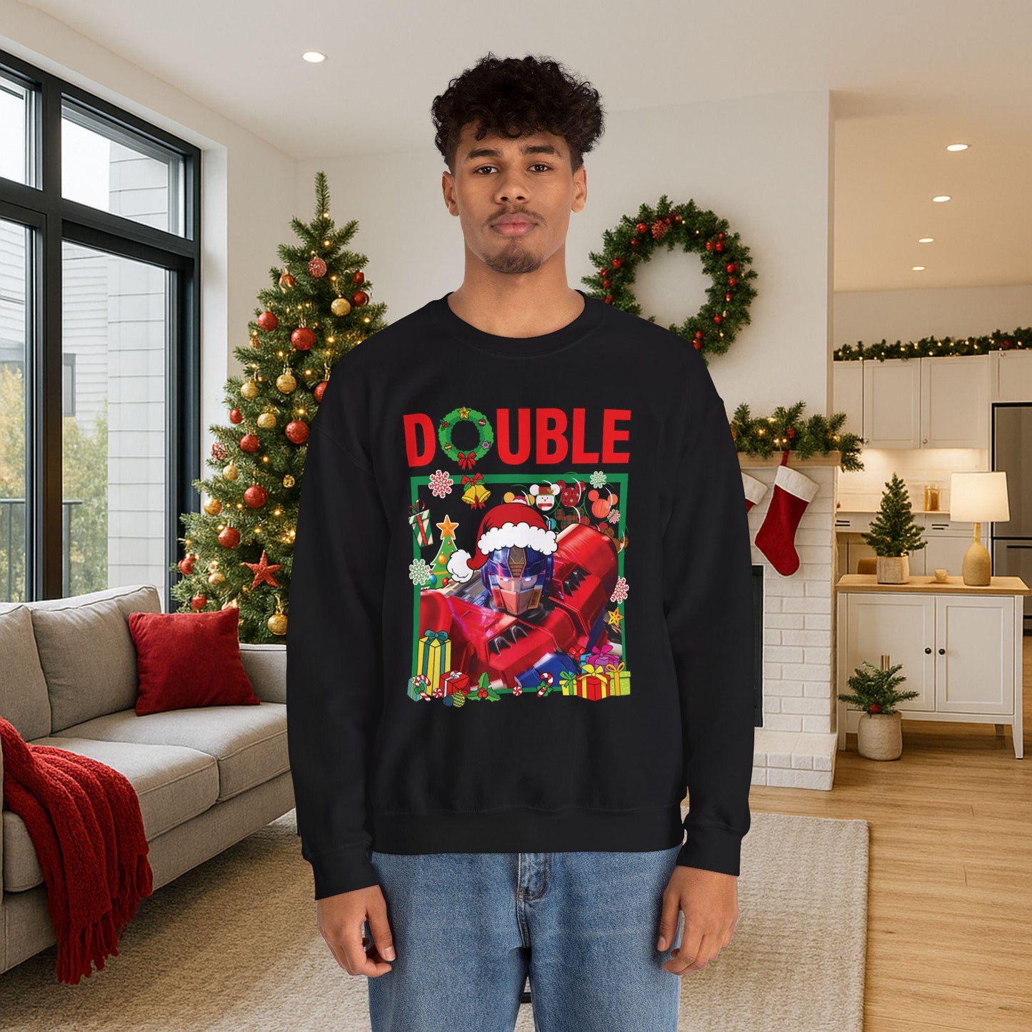 Double Optimus Prime Inspired Christmas Sweatshirt | Transformers Hero Holiday Sweater