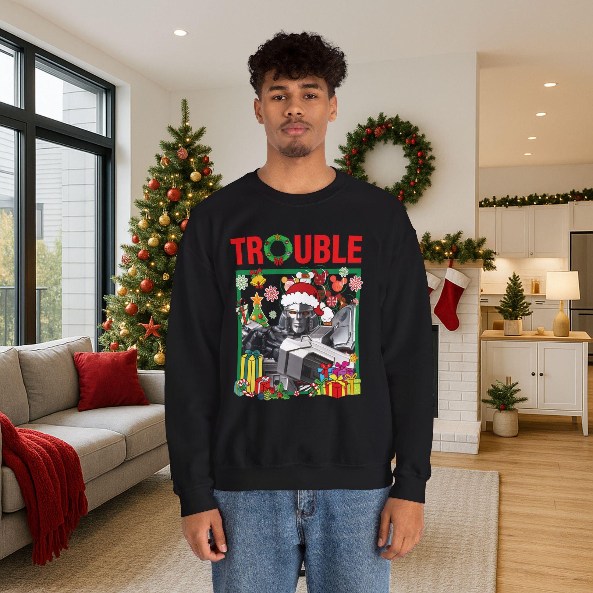 Trouble Megatron Inspired Christmas Sweatshirt | Transformers Villain Holiday Top