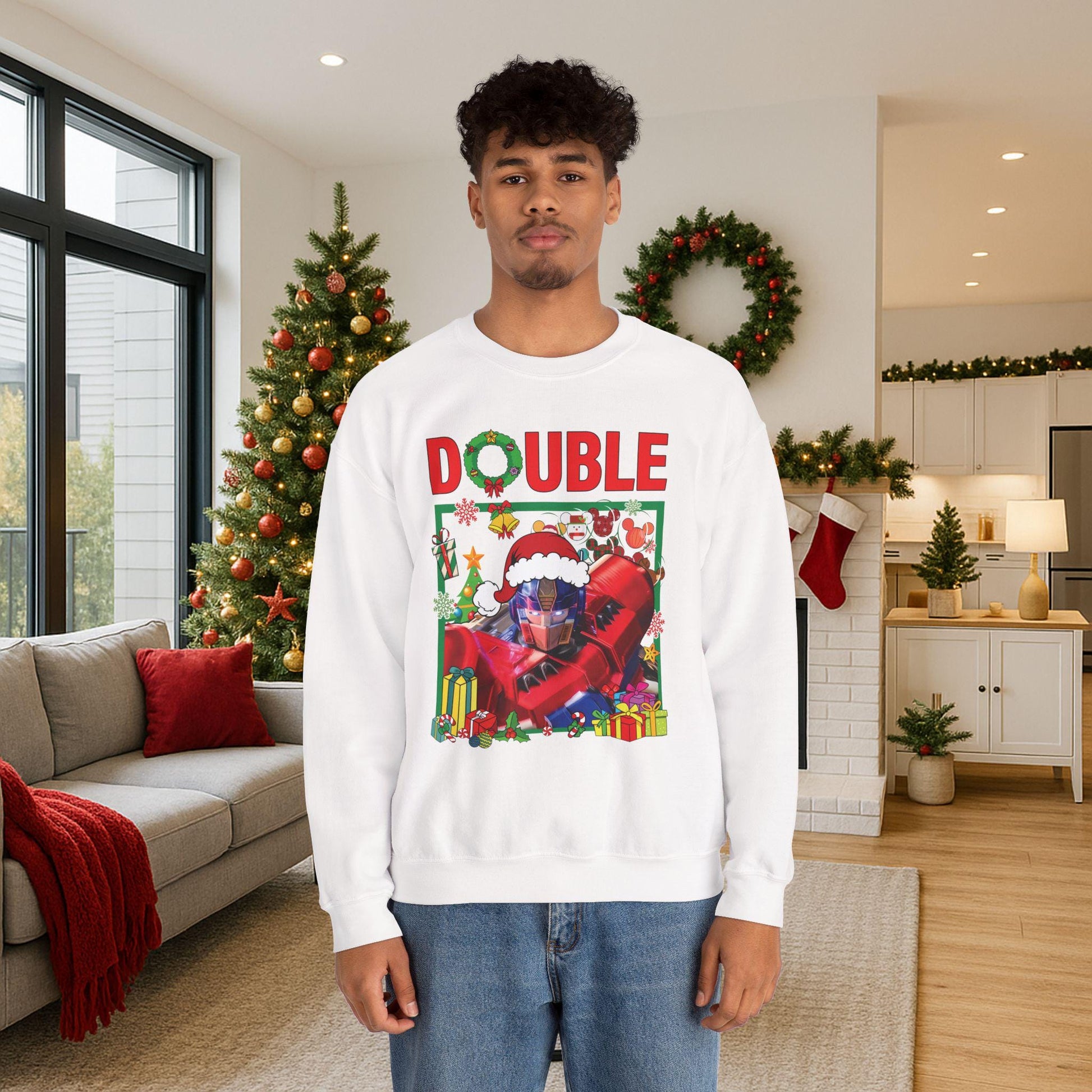 Double Optimus Prime Inspired Christmas Sweatshirt | Transformers Hero Holiday Sweater