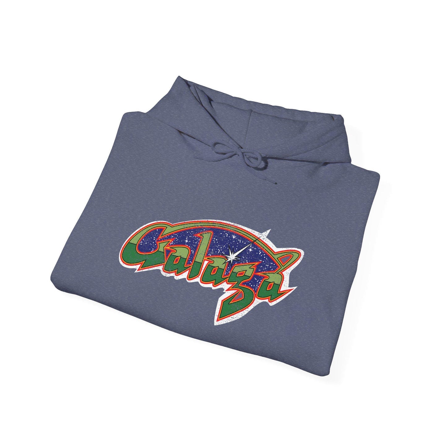 Retro Galaga Distressed Arcade Logo Hoodie | 80s Gamer Sweatshirt