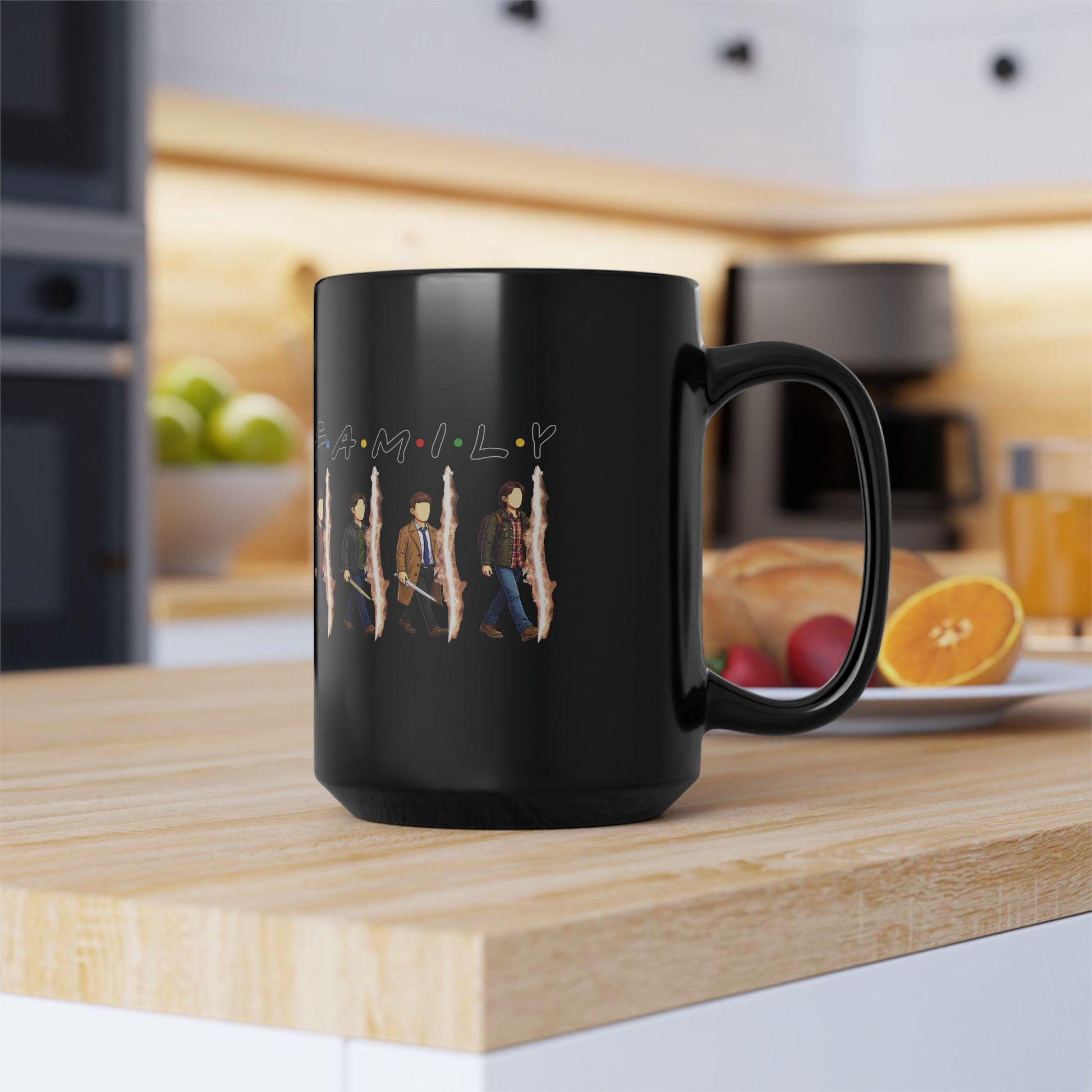 SPN Family Rift Travelers Mug | Found Family Coffee Mug | Fan-Inspired TV Tribute | Black Ceramic Mug (11oz / 15oz)