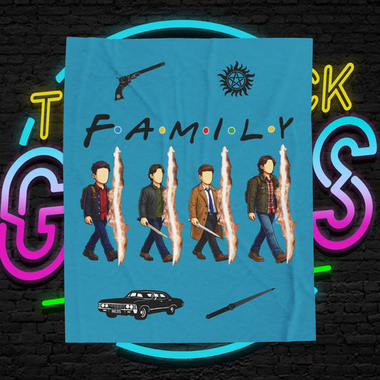 SPN Family Rift Travelers Blanket | Found Family Throw Blanket | Fan-Inspired TV Tribute | Turquoise Blanket (30x40, 50x60, 60x80)