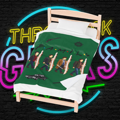 SPN Family Rift Travelers Blanket | Found Family Throw Blanket | Fan-Inspired TV Tribute | Dark Green Blanket (30x40, 50x60, 60x80)