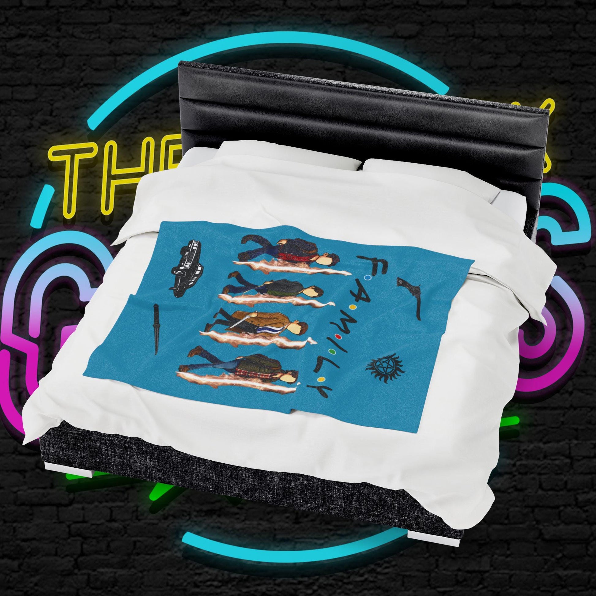 SPN Family Rift Travelers Blanket | Found Family Throw Blanket | Fan-Inspired TV Tribute | Turquoise Blanket (30x40, 50x60, 60x80)