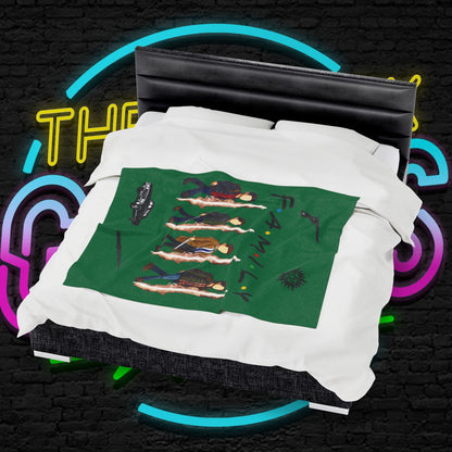 SPN Family Rift Travelers Blanket | Found Family Throw Blanket | Fan-Inspired TV Tribute | Dark Green Blanket (30x40, 50x60, 60x80)