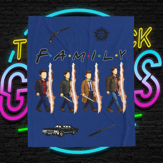SPN Family Rift Travelers Blanket | Found Family Throw Blanket | Fan-Inspired TV Tribute | Dark Blue Blanket (30x40, 50x60, 60x80)
