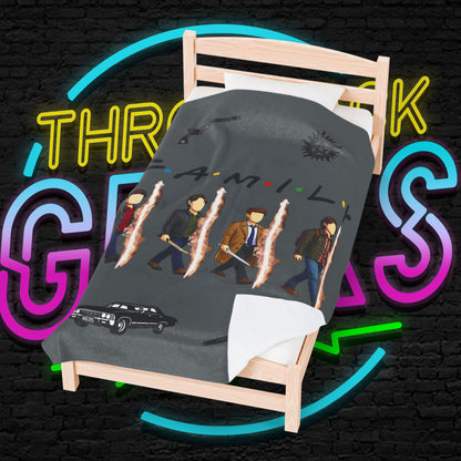 SPN Family Rift Travelers Blanket | Found Family Throw Blanket | Fan-Inspired TV Tribute | Dark Grey Blanket (30x40, 50x60, 60x80)