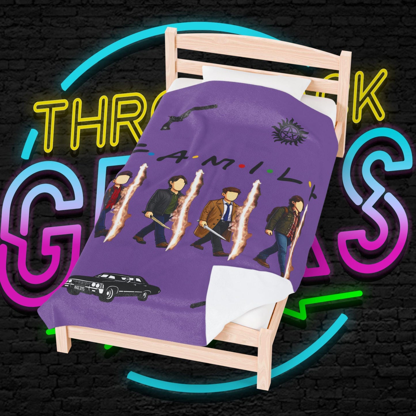SPN Family Rift Travelers Blanket | Found Family Throw Blanket | Fan-Inspired TV Tribute | Light Purple Blanket (30x40, 50x60, 60x80)