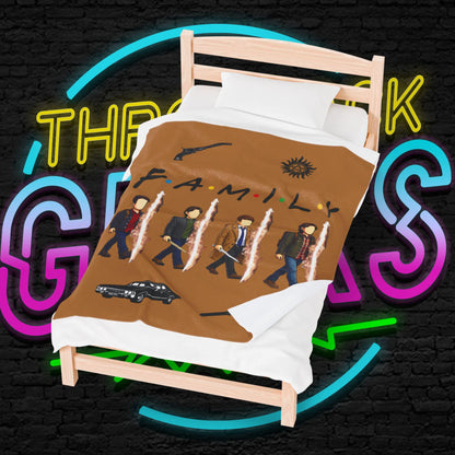 SPN Family Rift Travelers Blanket | Found Family Throw Blanket | Fan-Inspired TV Tribute | Light Brown Blanket (30x40, 50x60, 60x80)