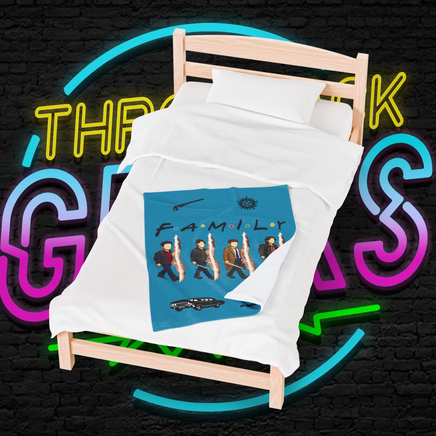 SPN Family Rift Travelers Blanket | Found Family Throw Blanket | Fan-Inspired TV Tribute | Turquoise Blanket (30x40, 50x60, 60x80)