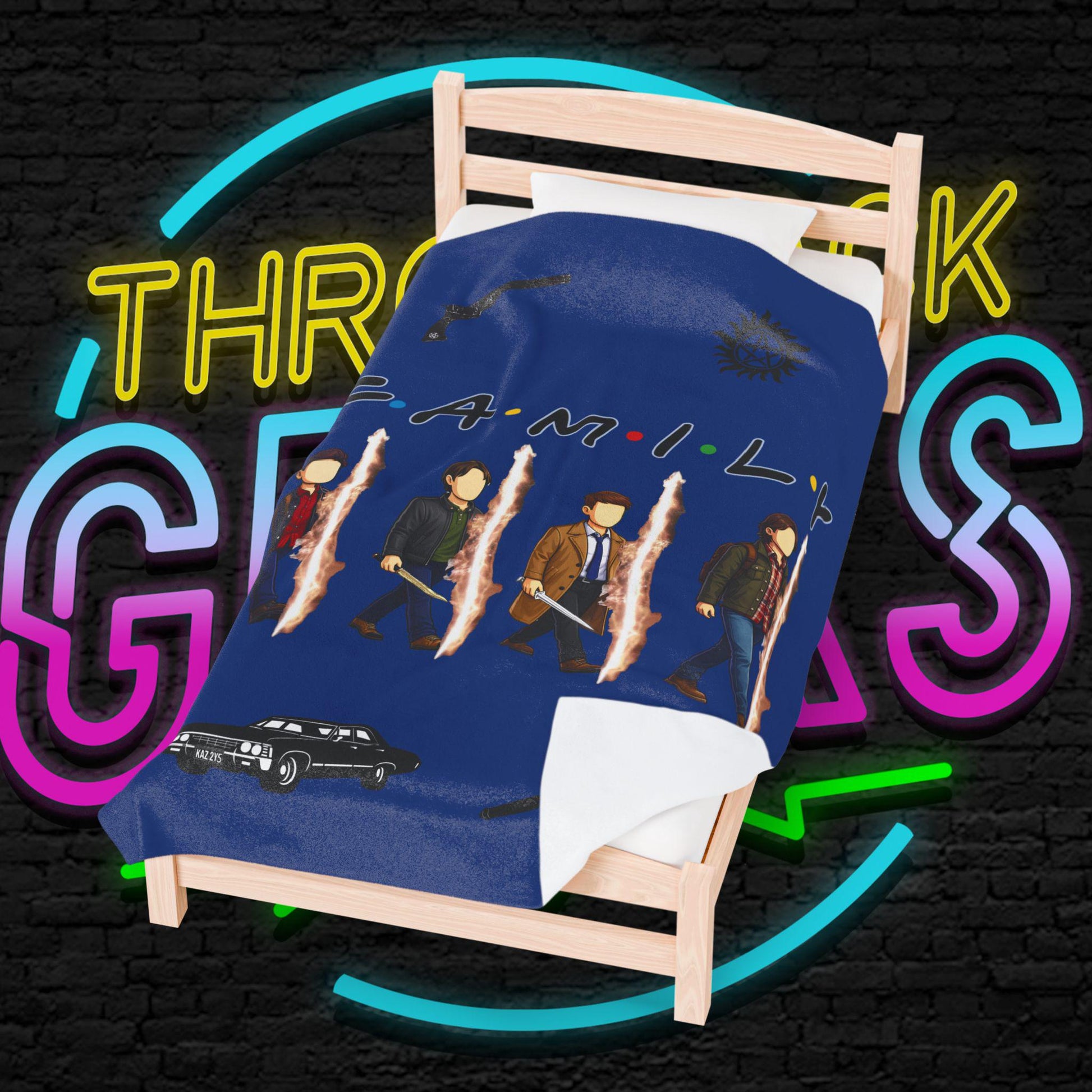 SPN Family Rift Travelers Blanket | Found Family Throw Blanket | Fan-Inspired TV Tribute | Dark Blue Blanket (30x40, 50x60, 60x80)