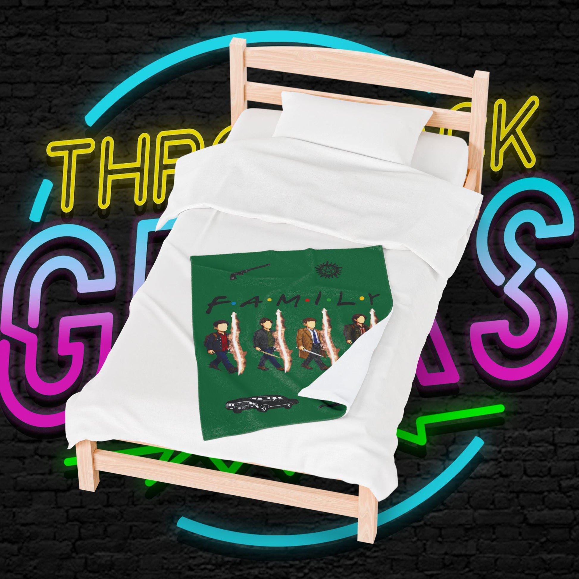 SPN Family Rift Travelers Blanket | Found Family Throw Blanket | Fan-Inspired TV Tribute | Dark Green Blanket (30x40, 50x60, 60x80)