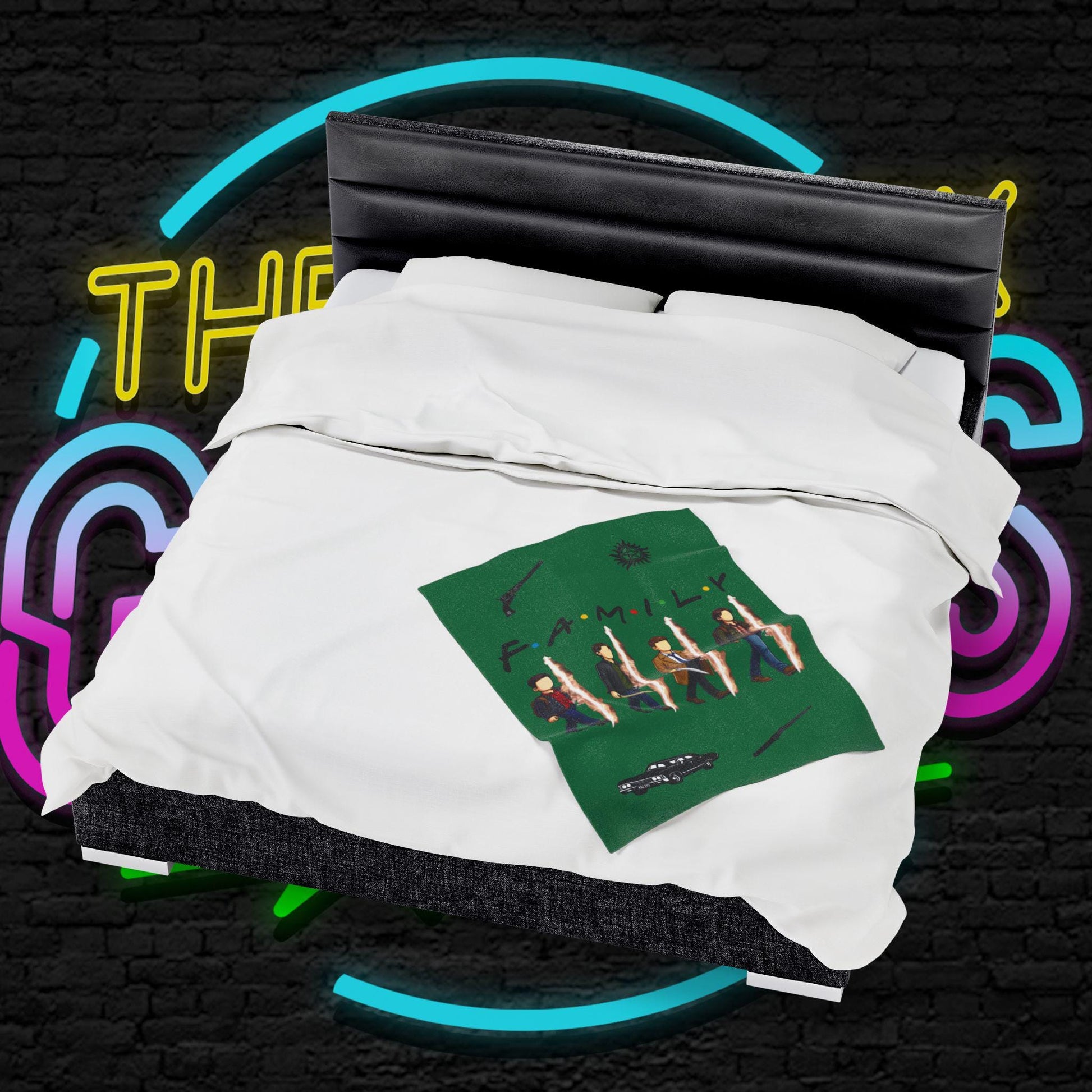 SPN Family Rift Travelers Blanket | Found Family Throw Blanket | Fan-Inspired TV Tribute | Dark Green Blanket (30x40, 50x60, 60x80)