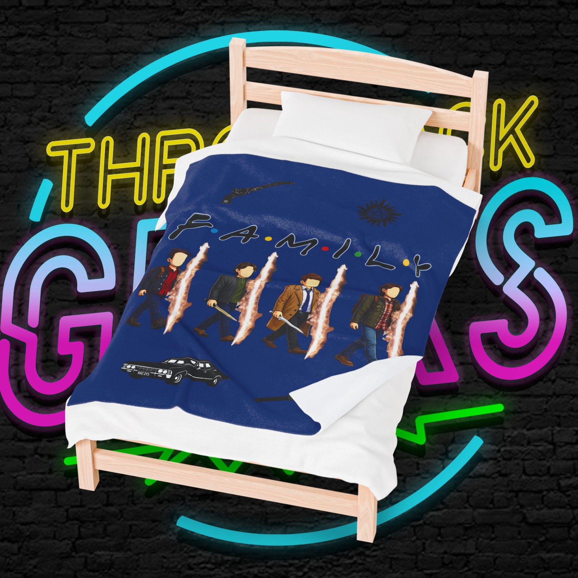 SPN Family Rift Travelers Blanket | Found Family Throw Blanket | Fan-Inspired TV Tribute | Dark Blue Blanket (30x40, 50x60, 60x80)