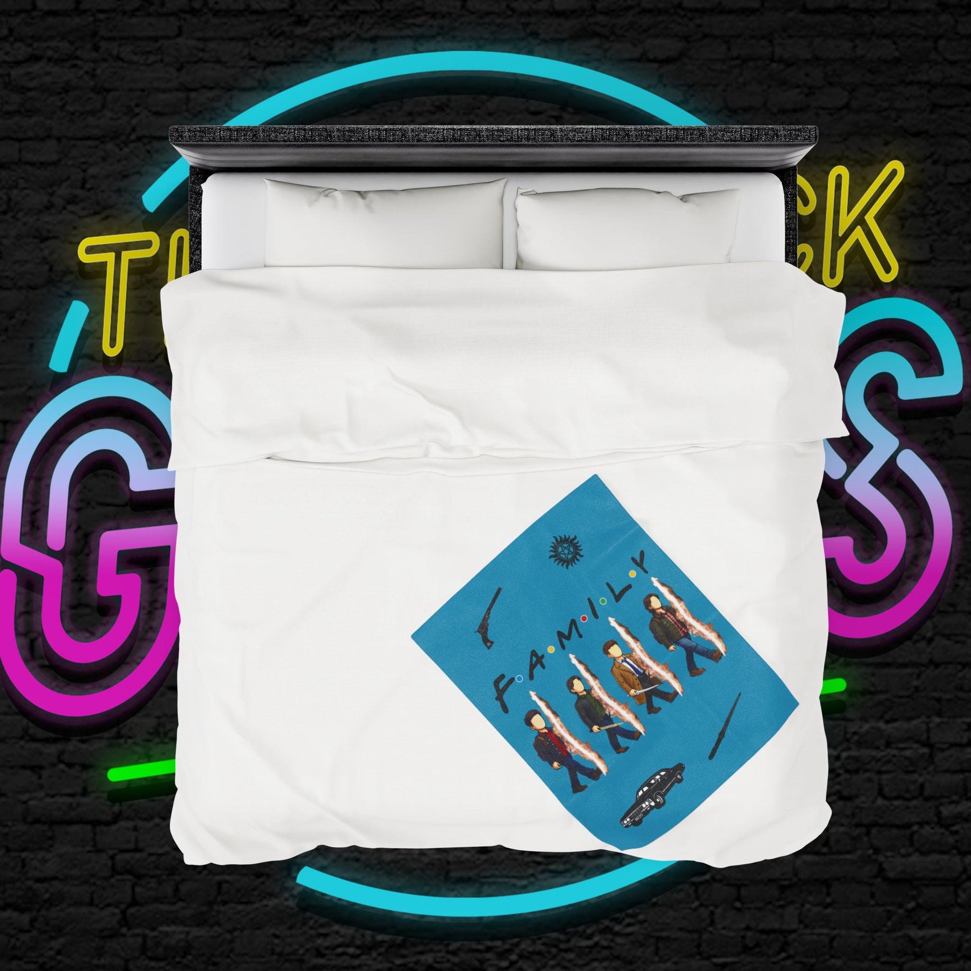 SPN Family Rift Travelers Blanket | Found Family Throw Blanket | Fan-Inspired TV Tribute | Turquoise Blanket (30x40, 50x60, 60x80)