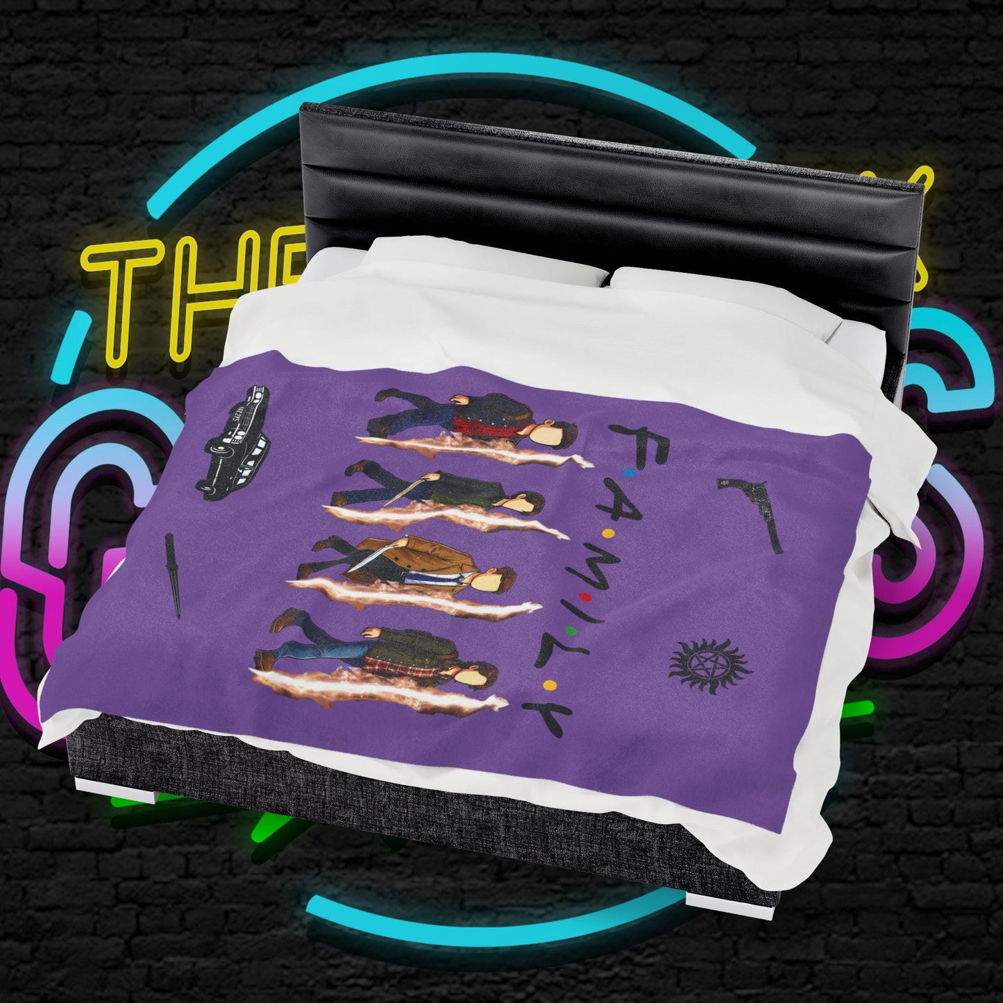SPN Family Rift Travelers Blanket | Found Family Throw Blanket | Fan-Inspired TV Tribute | Light Purple Blanket (30x40, 50x60, 60x80)