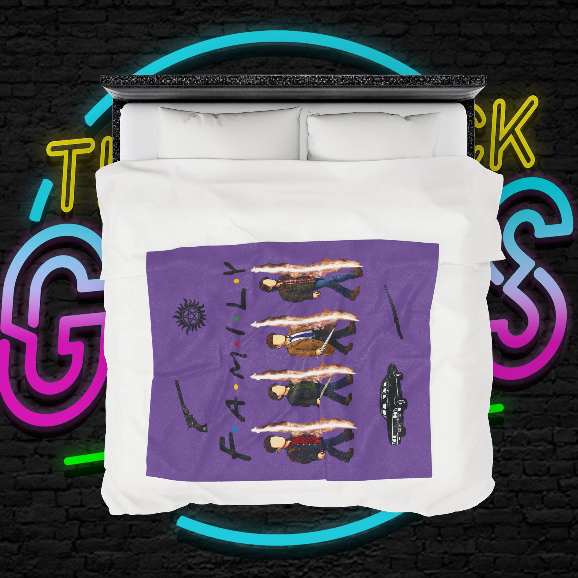 SPN Family Rift Travelers Blanket | Found Family Throw Blanket | Fan-Inspired TV Tribute | Light Purple Blanket (30x40, 50x60, 60x80)