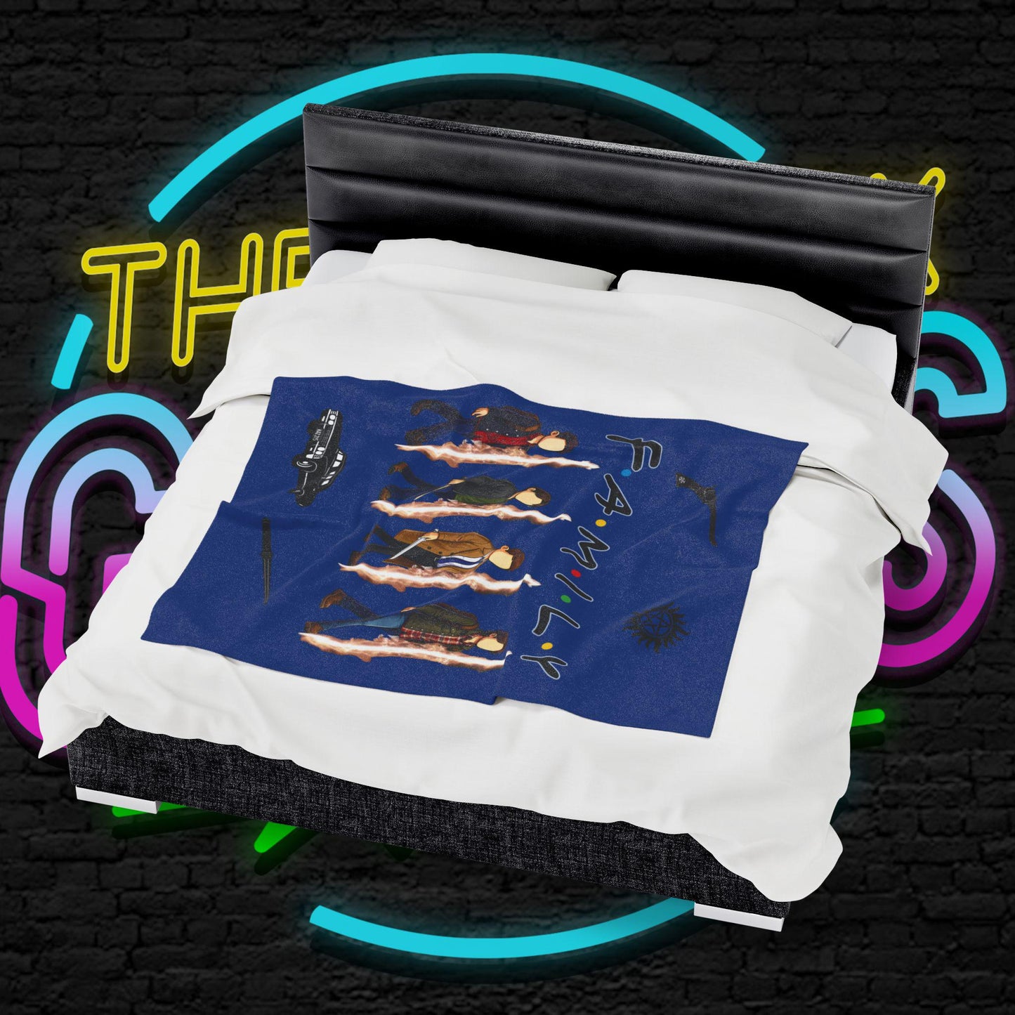 SPN Family Rift Travelers Blanket | Found Family Throw Blanket | Fan-Inspired TV Tribute | Dark Blue Blanket (30x40, 50x60, 60x80)