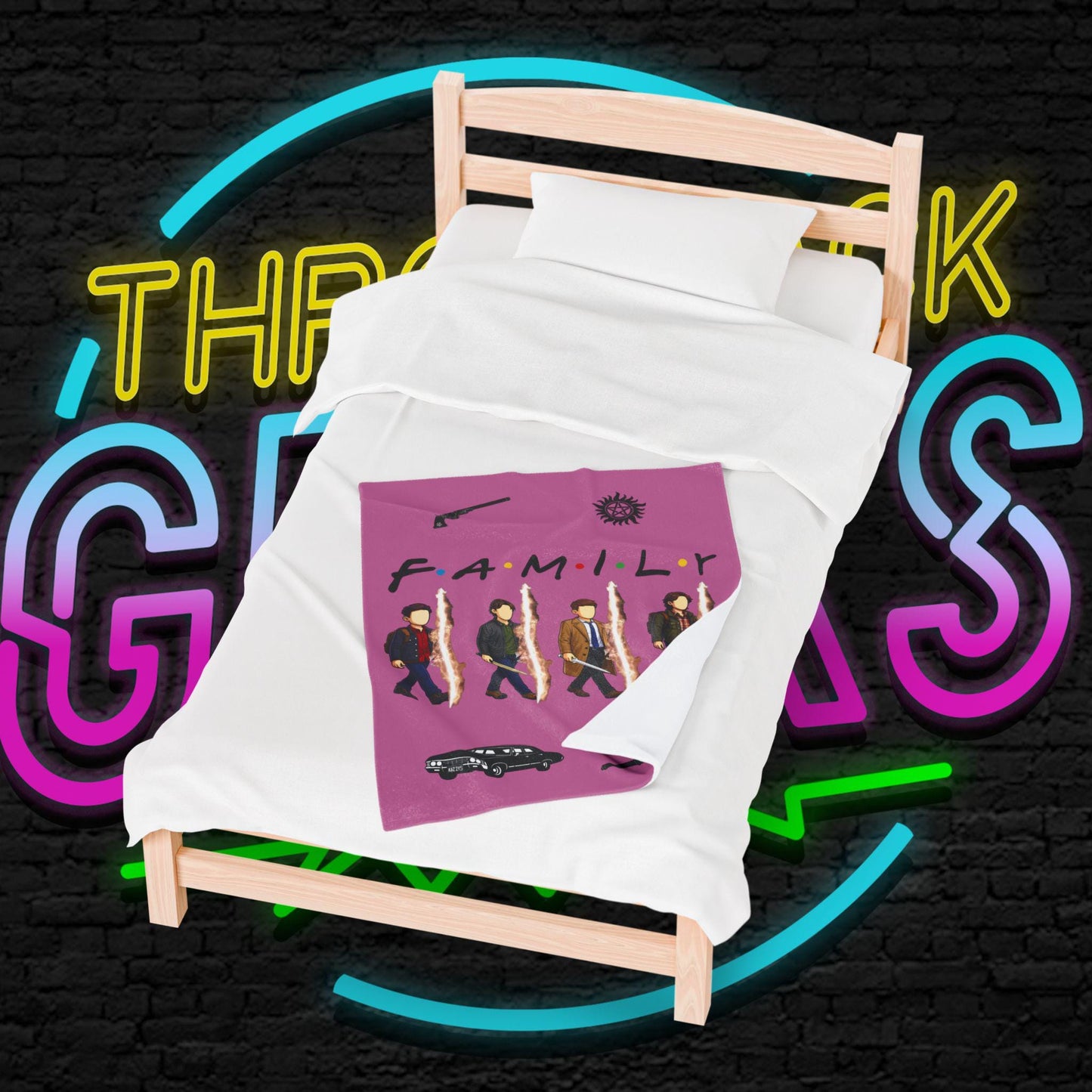 SPN Family Rift Travelers Blanket | Found Family Throw Blanket | Fan-Inspired TV Tribute | Light Pink Blanket (30x40, 50x60, 60x80)