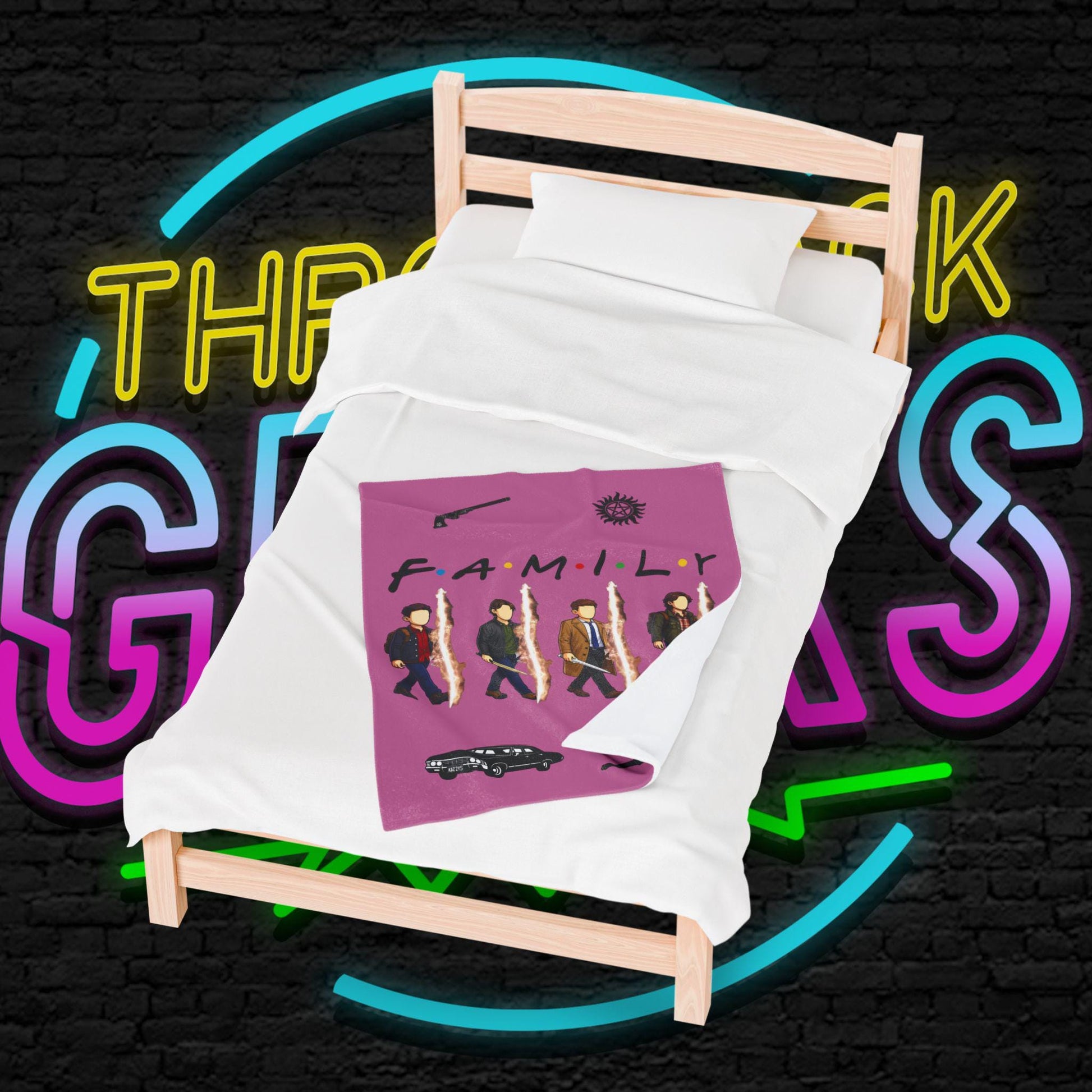 SPN Family Rift Travelers Blanket | Found Family Throw Blanket | Fan-Inspired TV Tribute | Light Pink Blanket (30x40, 50x60, 60x80)