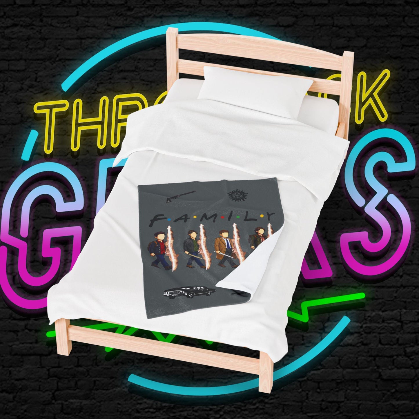 SPN Family Rift Travelers Blanket | Found Family Throw Blanket | Fan-Inspired TV Tribute | Dark Grey Blanket (30x40, 50x60, 60x80)