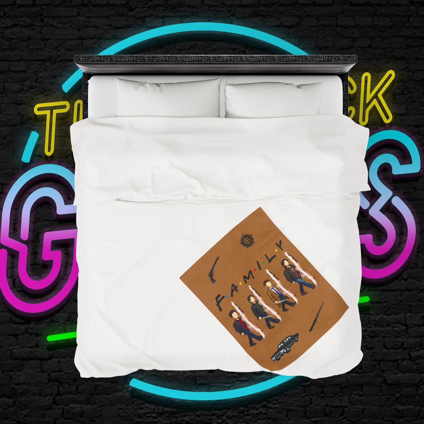 SPN Family Rift Travelers Blanket | Found Family Throw Blanket | Fan-Inspired TV Tribute | Light Brown Blanket (30x40, 50x60, 60x80)