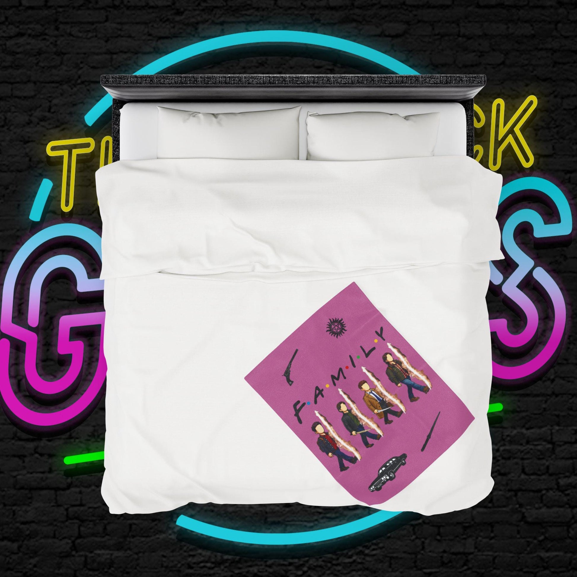 SPN Family Rift Travelers Blanket | Found Family Throw Blanket | Fan-Inspired TV Tribute | Light Pink Blanket (30x40, 50x60, 60x80)