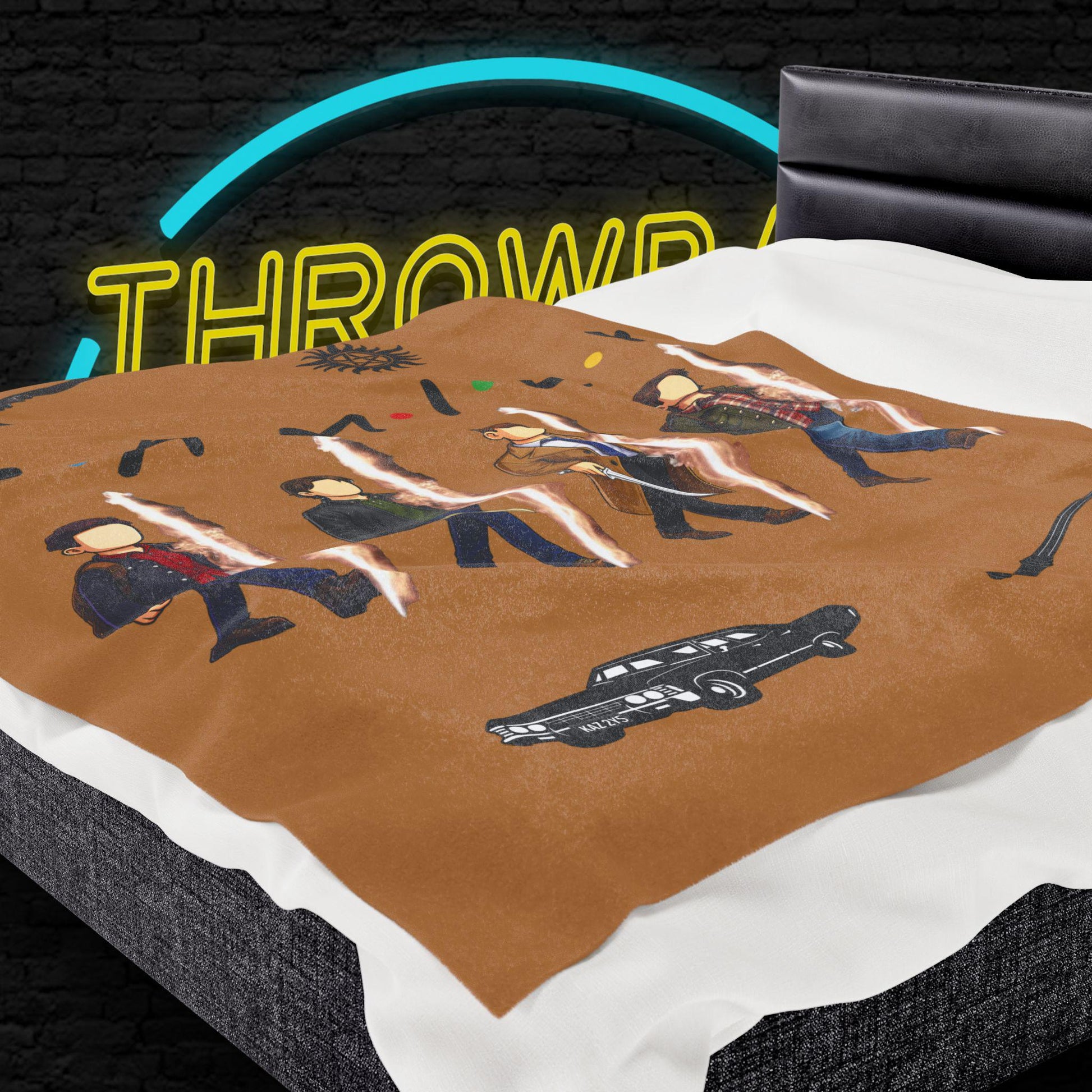 SPN Family Rift Travelers Blanket | Found Family Throw Blanket | Fan-Inspired TV Tribute | Light Brown Blanket (30x40, 50x60, 60x80)