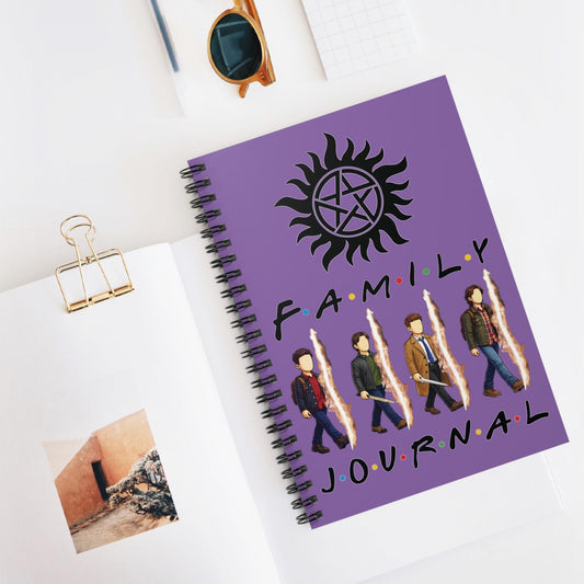 SPN Family Rift Travelers Spiral Journal | 6x8 Notebook | Found Family TV-Inspired | 118 Ruled Pages | Purple Cover