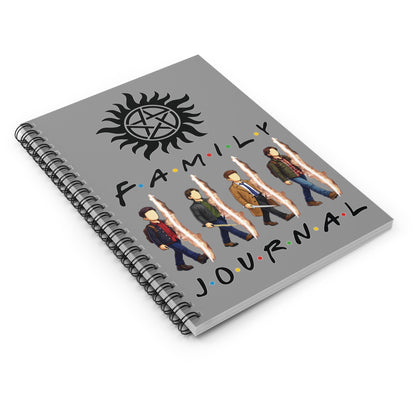 SPN Family Rift Travelers Spiral Journal | 6x8 Notebook | Found Family TV-Inspired | 118 Ruled Pages | Grey Cover