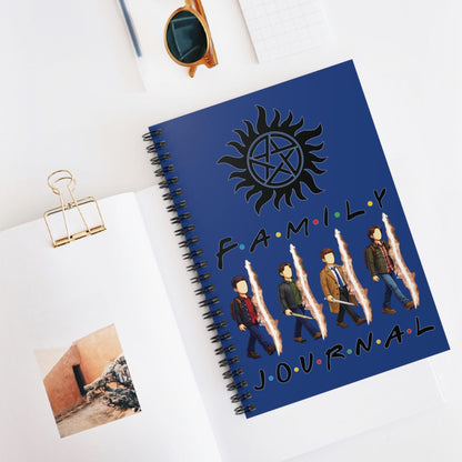SPN Family Rift Travelers Spiral Journal | 6x8 Notebook | Found Family TV-Inspired | 118 Ruled Pages | Dark Blue Cover