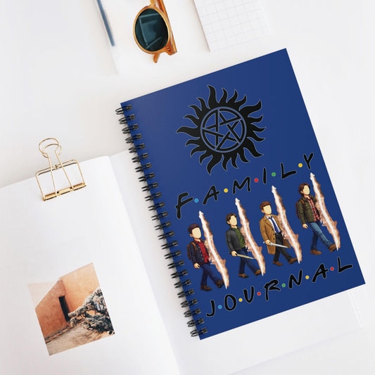 SPN Family Rift Travelers Spiral Journal | 6x8 Notebook | Found Family TV-Inspired | 118 Ruled Pages | Dark Blue Cover