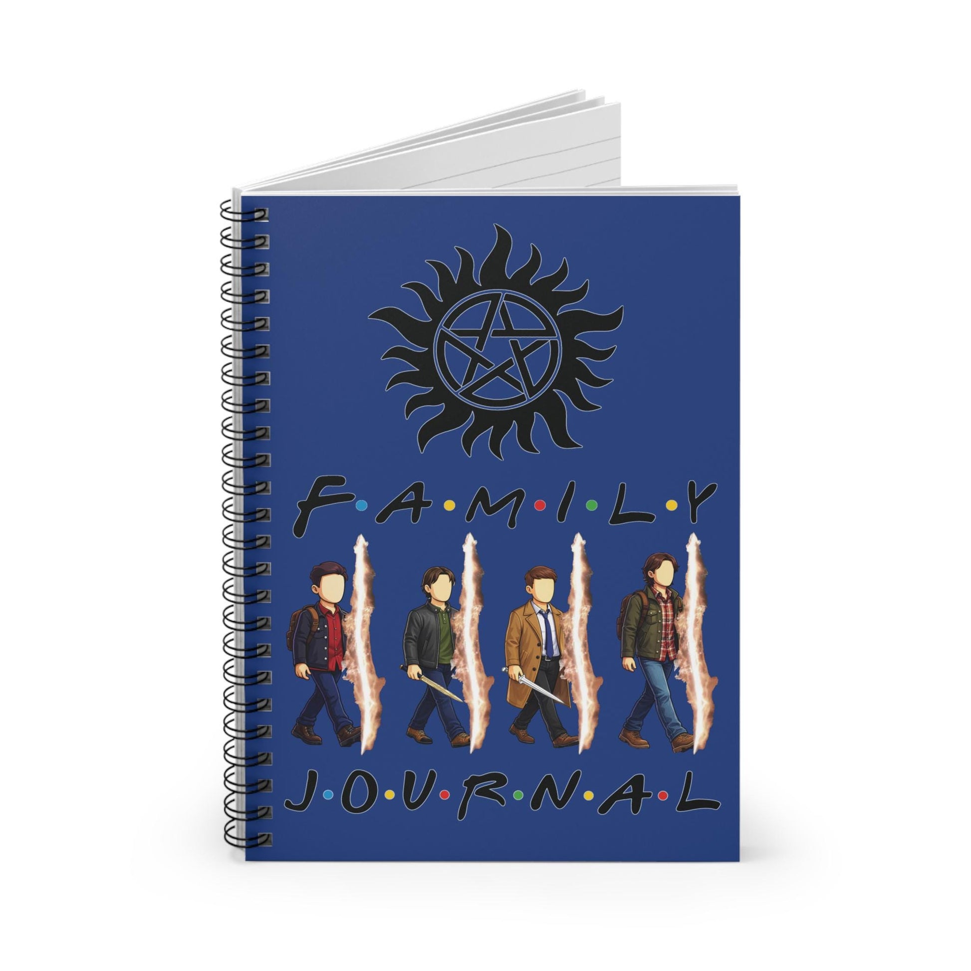 SPN Family Rift Travelers Spiral Journal | 6x8 Notebook | Found Family TV-Inspired | 118 Ruled Pages | Dark Blue Cover